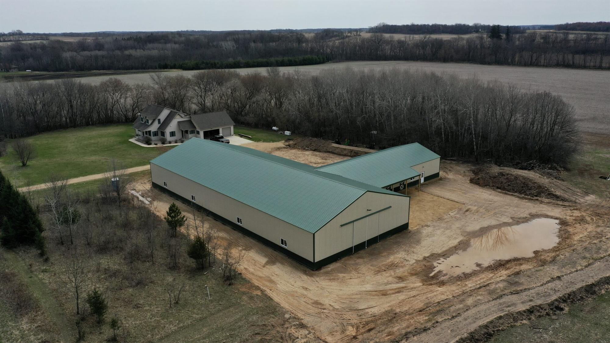 Arial View of Successfully Completed Riding Arena and Stall Barn by Everlast Structures